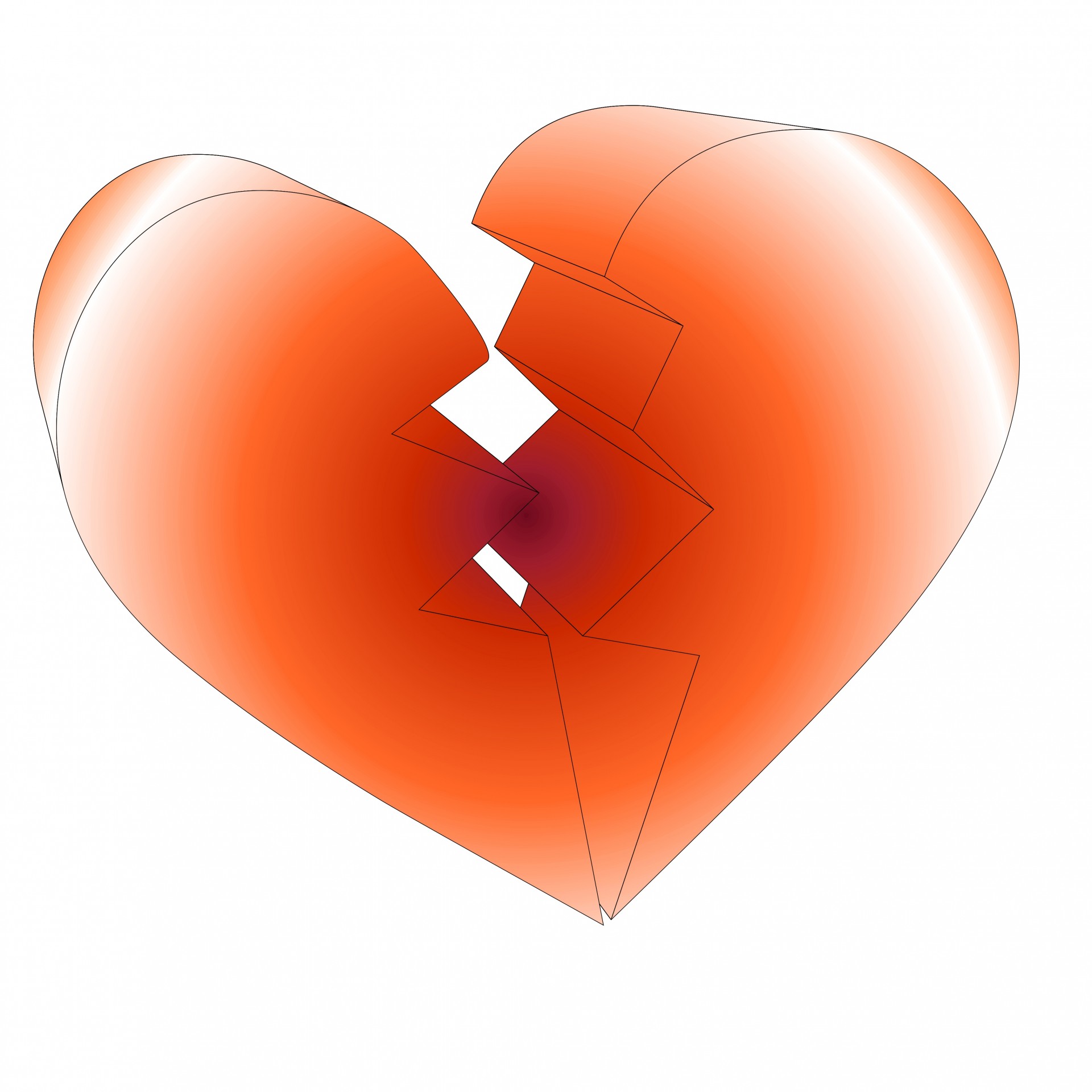 Включи сердца 3 2. Объемное сердце. Разбитое сердце 3д. Объемные сердечки.