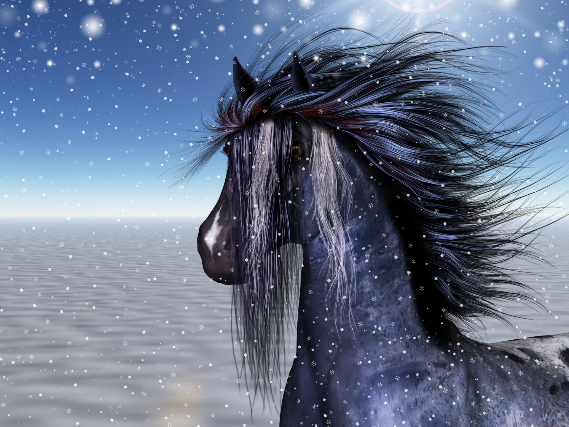 Хорс год. Волшебный конь. Лошадь зимой арт. Лошадь зима фэнтези. Зимняя лошадка фэнтези.