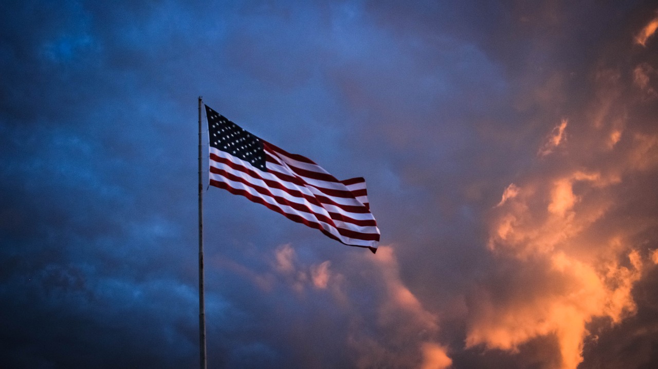 Download Flag America Sunset Free Photo.