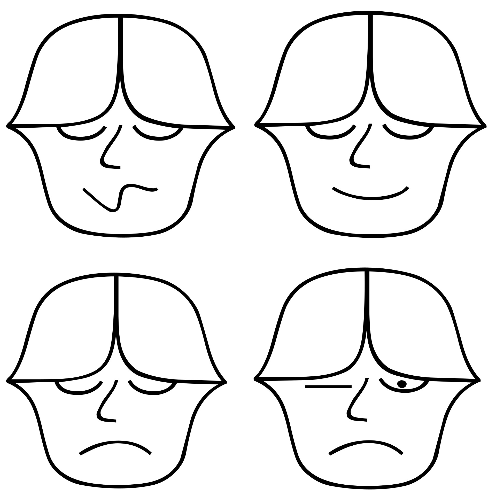 Face outline. Контур лица арт. Четыре лица. Голова с 4 лицами. Форма лица с эмоциями.