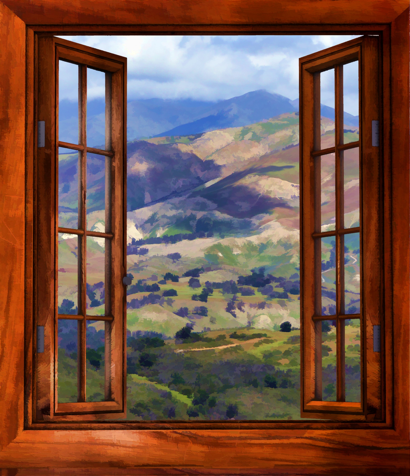 Открытая картина. Открытое окно. Пейзаж за окном. Пейзаж в окне. Окно с видом на природу.